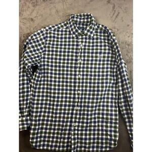 Fish Hippie Long Sleeve Cotton Fishing Hiking‎ Flannel Plaid Shirt Men’s Size M